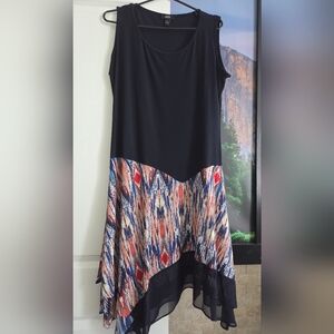 MSK Asymmetrical Black and Multicolor Dress